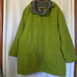 Lands End Jacket Womens  Squall Fleece Lined Hooded Waterproof Green Size 3X